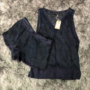 All Saints Sequence/Sheer tank top and short set
